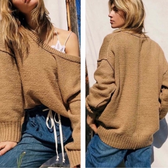 Free People Sweaters - Free People Brookside Tunic Sweater Desert Camel Oversized Slouchy Comfy Sz XS
